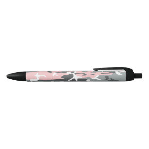 Stylo Noir Camouflage rose et gris, Militaire, Armée