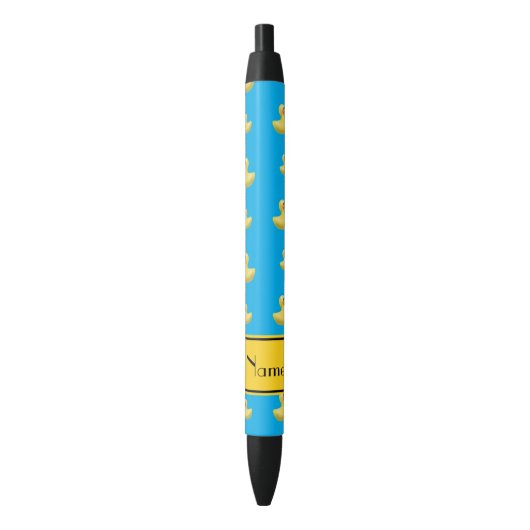 Stylo Noir Canard jaune nommé fait sur commande en caoutchouc (devant Vertical)