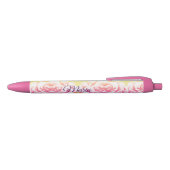 Stylo Noir Candy mignonne violet et rose Roses Nom personnali (Haut)