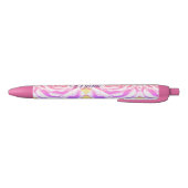 Stylo Noir Candy mignonne violet et rose Roses Nom personnali (Bas)