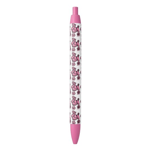 Stylo Noir Caniche Rose Français Retro Écriture Pen Cadeau (devant Vertical)