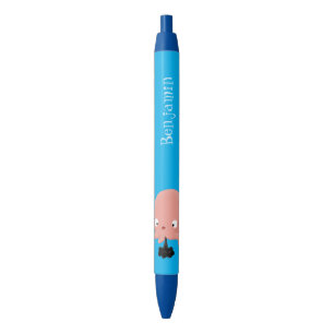 Stylo Noir Caricature de bébé pieuvre rose mignonne humour