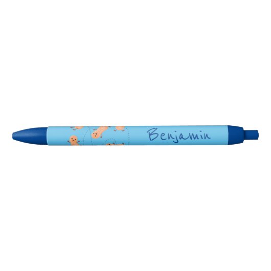 Stylo Noir Caricature de cacahuètes joyeux sautillant (Devant)