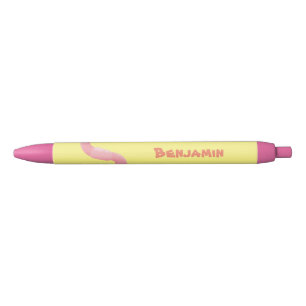 Stylo Noir Caricature de vers de terre rose joli