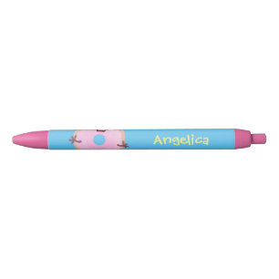 Stylo Noir Caricature joli beignet rose vitré