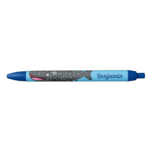 Stylo Noir Caricature joli requin baleine joyeux