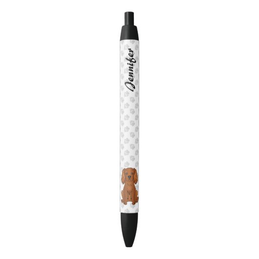 Stylo Noir Carlin Cavalier King Charles Spaniel & Nom (devant Vertical)
