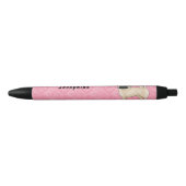 Stylo Noir Carlin Fun Chien Rose Love Coeurs Motif Avec Nom (Devant)