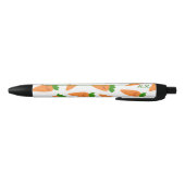 Stylo Noir Carottes orange mignonnes Monogramme vert Initiale (Bas)