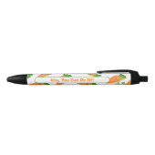 Stylo Noir Carottes orange mignonnes Monogramme vert Initiale (Haut)