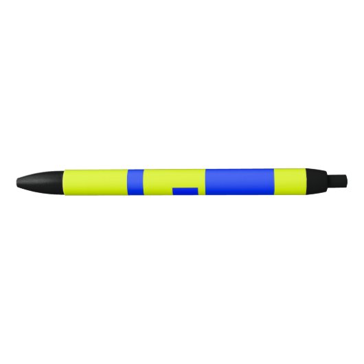 Stylo Noir Carré jaune et bleu (Devant)
