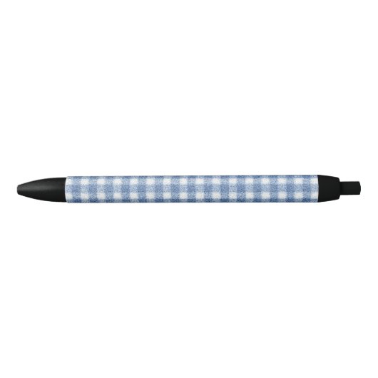Stylo Noir Carreaux Gingham Bleu et Blanc Classiques (Devant)