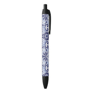 Stylo Noir Carrelage d'art populaire mexicain Talavera bleu e