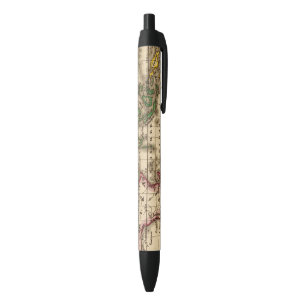 Stylo Noir Carte gravée d'hémisphère oriental