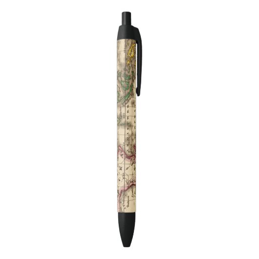 Stylo Noir Carte gravée d'hémisphère oriental (Bas (Vertical))