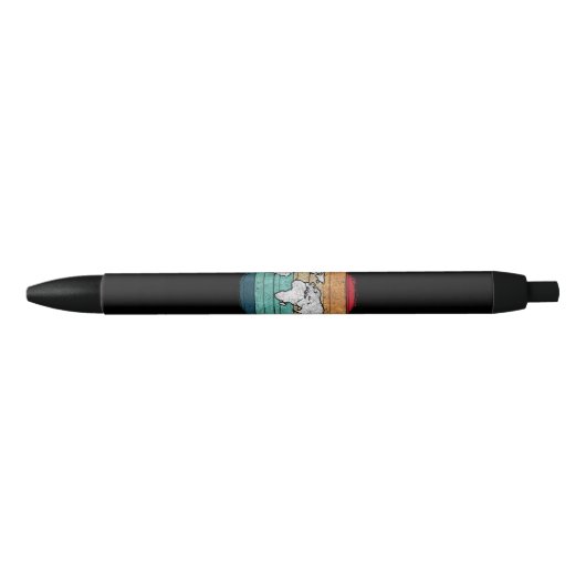 Stylo Noir Carte Retro World (Devant)