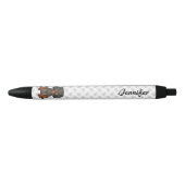 Stylo Noir Cavalier King Charles Spaniel noir et fauve & Nom (Devant)