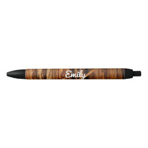 Stylo Noir Cèdre texturé en écorce de bois