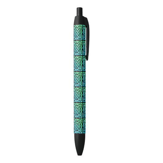 Stylo Noir Ceinture celtique - Carreaux Carrés bleu vert (Bas (Vertical))