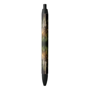 Stylo Noir Célébration de vacances de feux d'artifice verts e