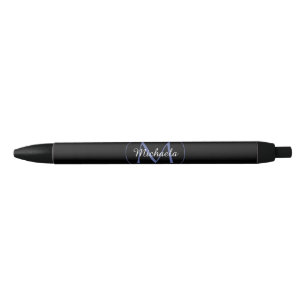 Stylo Noir Cercle minimal moderne nom initial monogramme mode