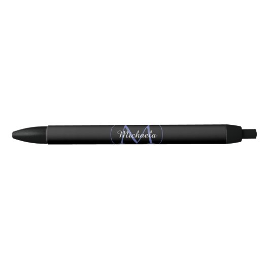 Stylo Noir Cercle minimal moderne nom initial monogramme mode (Devant)