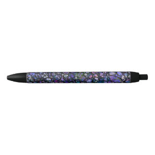 Stylo Noir Cercles abstraits dessinés à la main, Bleu, Violet