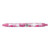 Stylo Noir Cercles Abstraits en verre d'argent rose (Devant)