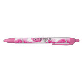 Stylo Noir Cercles Abstraits en verre d'argent rose (Bas)
