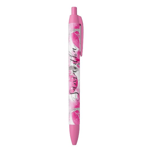 Stylo Noir Cercles Abstraits roses-filles (Bas (Vertical))