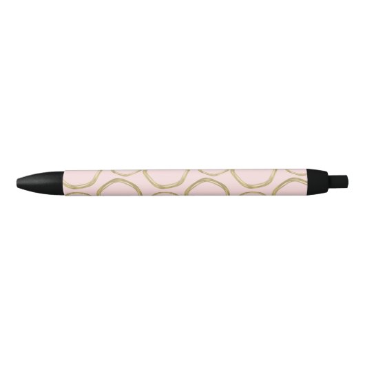 Stylo Noir Cercles d'or & Blushing rose moderne tendance chic (Devant)