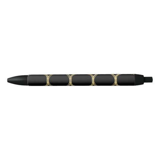 Stylo Noir Cercles Dorés & Chic Glam Moderne Noir Tendance (Devant)