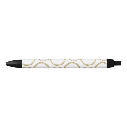 Stylo Noir Cercles dorés & Moderne Blanc Chic Glamour Tendanc (Devant)