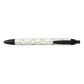Stylo Noir Cercles dorés & Moderne Blanc Chic Glamour Tendanc (Dos)