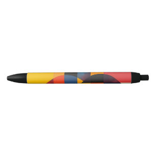 Stylo Noir Cercles géométriques et blocs de couleurs