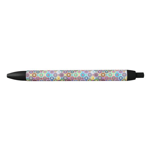Stylo Noir Cercles prismatiques abstraits (Devant)