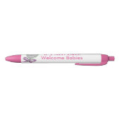 Stylo Noir C'est Twin Girls Baby Rattle rose Star Faire-part (Bas)