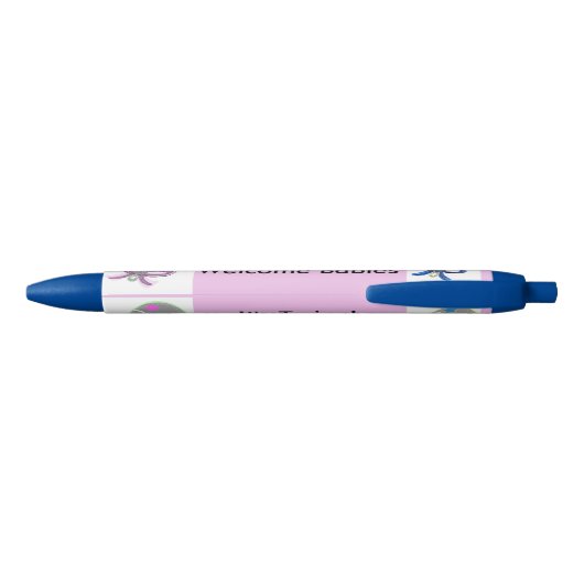 Stylo Noir C'est Twins Boy Girl Blue Rose Faire-part de naiss (Dos)