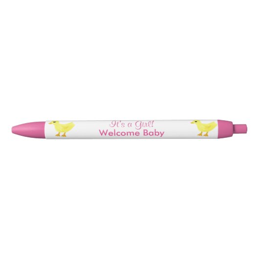 Stylo Noir C'est une fille Bienvenue Baby Yellow Ducky Faire- (Devant)