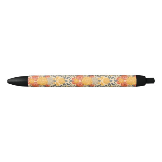 Stylo Noir Chaleureux Jaune, Orange & Bleu Floral (Devant)