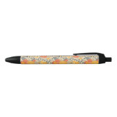 Stylo Noir Chaleureux Jaune, Orange & Bleu Floral (Haut)