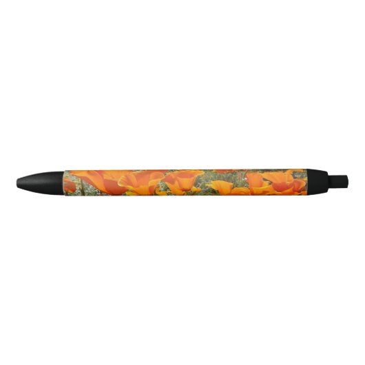 Stylo Noir Champ orange de pavot des fleurs (Devant)