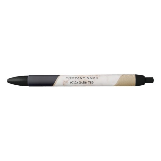 Stylo Noir Champagne rose en marbre d'or Texture (Devant)