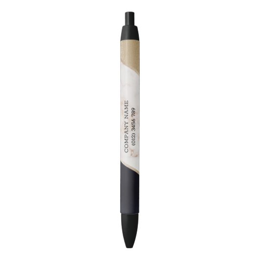 Stylo Noir Champagne rose en marbre d'or Texture (devant Vertical)