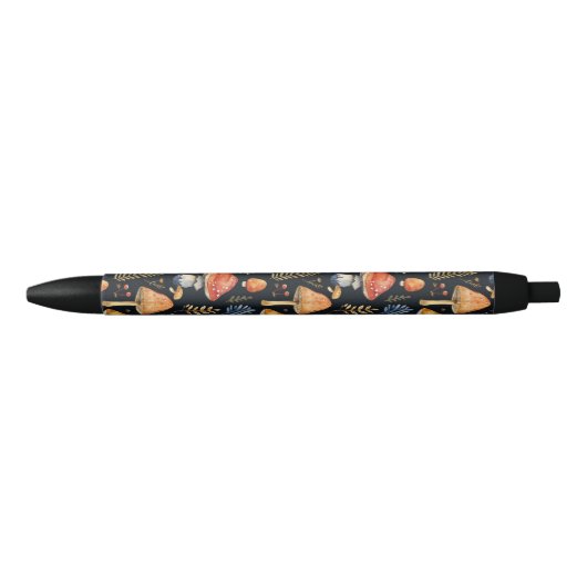 Stylo Noir Champignons et fougères (Devant)