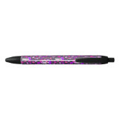 Stylo Noir Champignons floraux psychédéliques rose, violet et (Dos)
