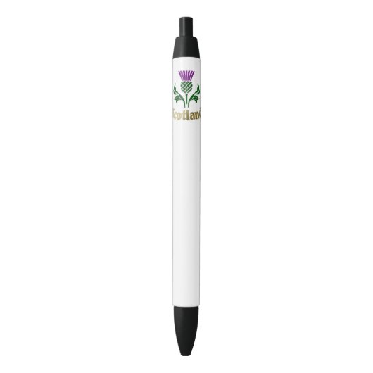 Stylo Noir Chardon d'emblème écossais (devant Vertical)