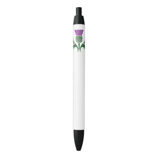 Stylo Noir Chardon d'emblème écossais (devant Vertical)