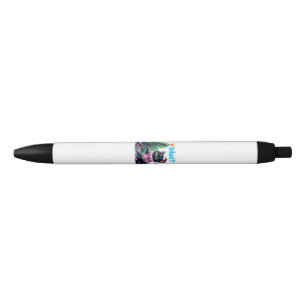 Stylo Noir Chat de Noël amusant Avec Sticker Arbre