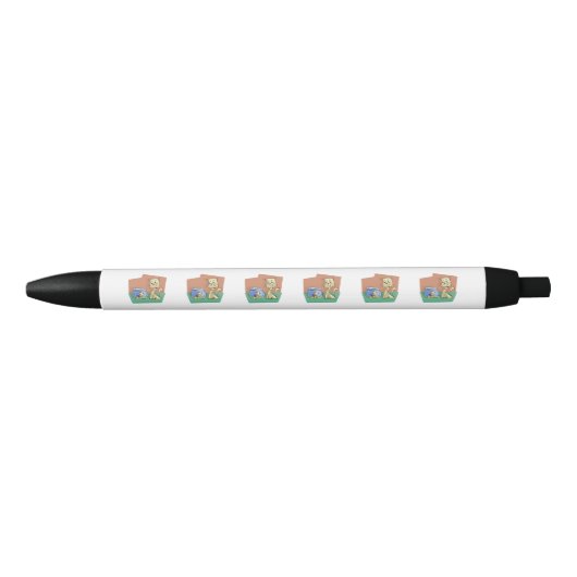 Stylo Noir Chat et cuvette de poisson (Devant)